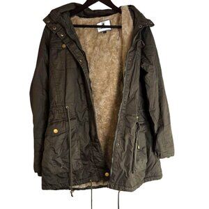 Greenlander Olive Green Fleece Lined Faux Fur Hood Anorak Parka Jacket Plus 1X
